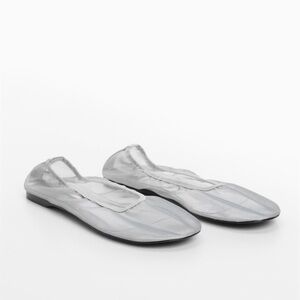 Women's Silver Mesh Ballet Flats